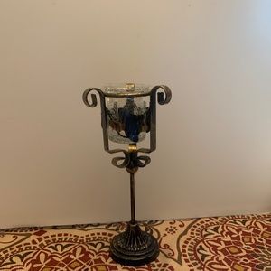 Map Iron Candle Holder w/glass